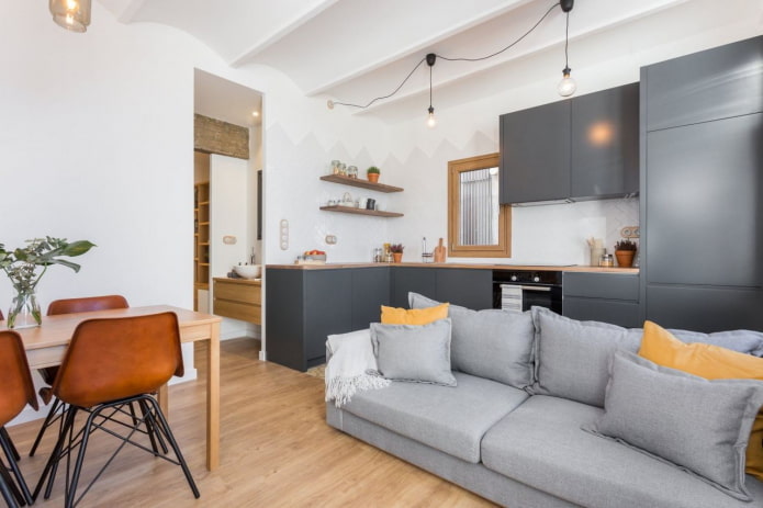 progetto di uno studio di cucina grigia