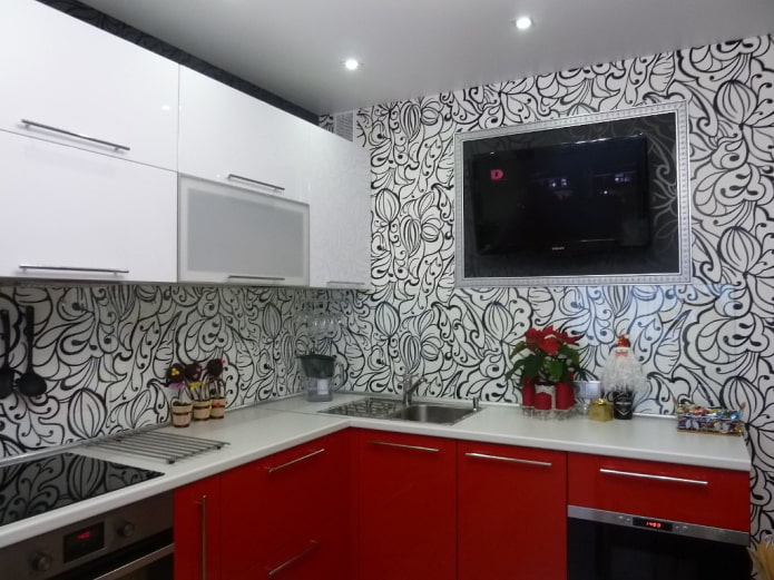 cucina rossa e nera