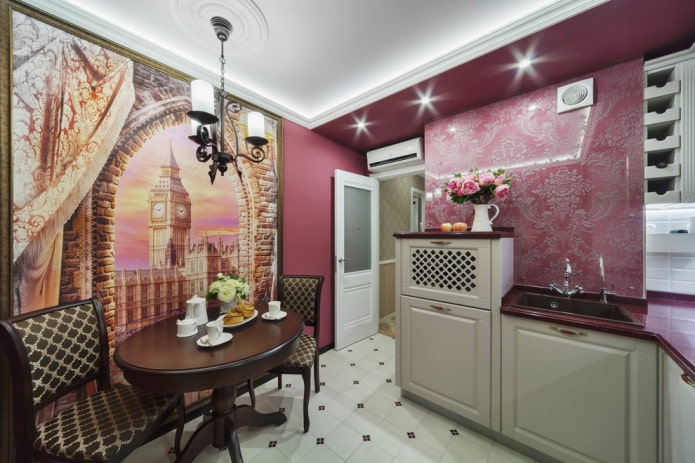 decorazione e illuminazione dello spazio cucina in stile inglese