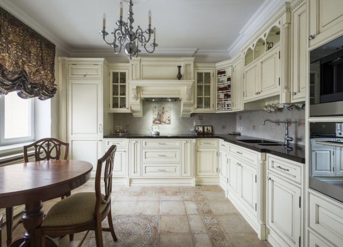 combinazione di colori della cucina in stile britannico