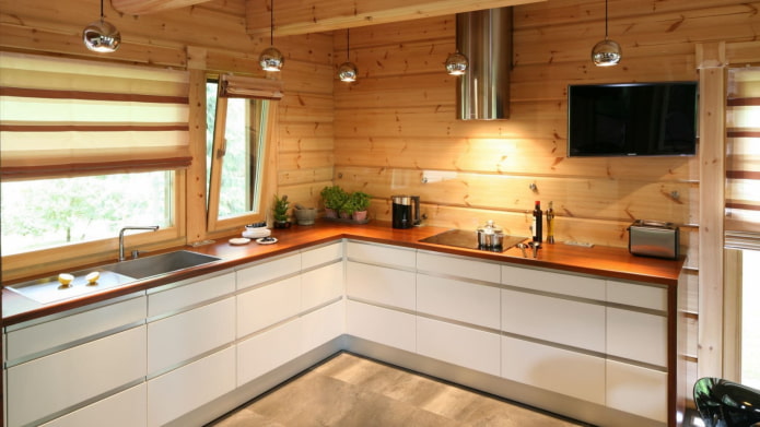 cucina angolare bianca