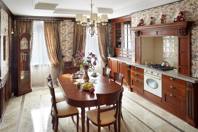mobili all'interno di una cucina classica