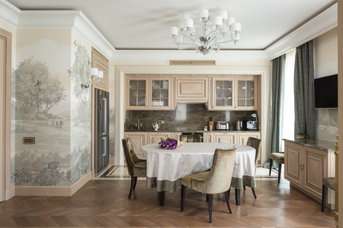 finitura del pavimento all'interno di una cucina classica