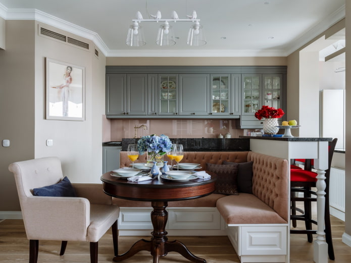mobili all'interno di una cucina classica