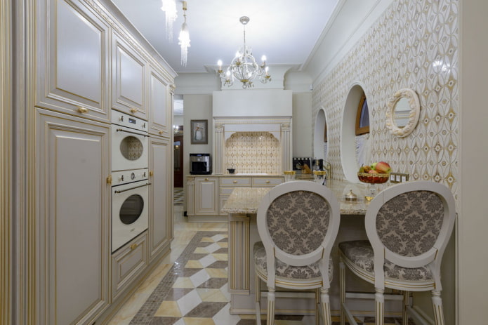 design degli interni della cucina classica