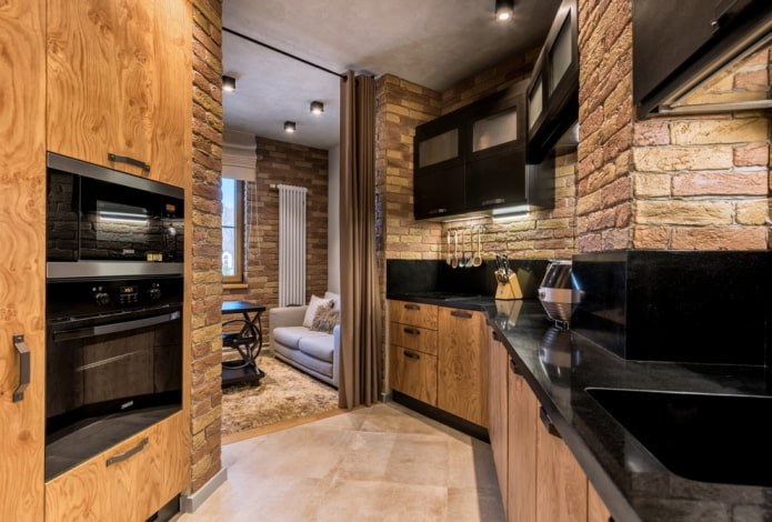 illuminazione all'interno della cucina-corridoio