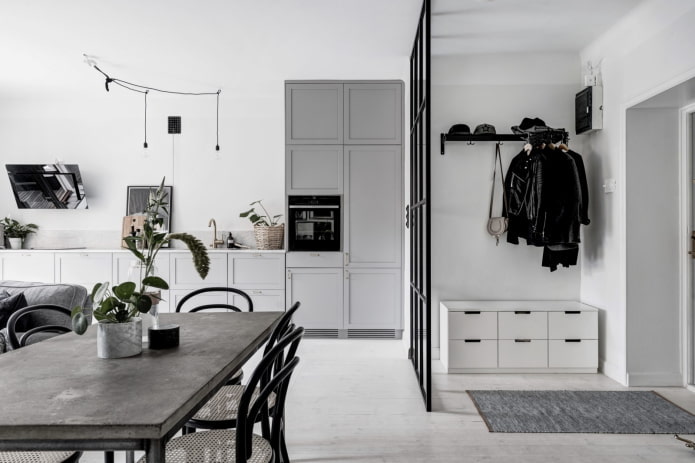 design degli interni cucina-corridoio