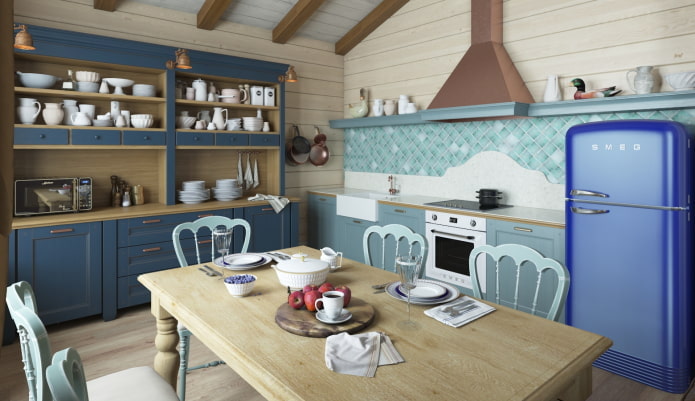 interno della cucina in stile rustico country