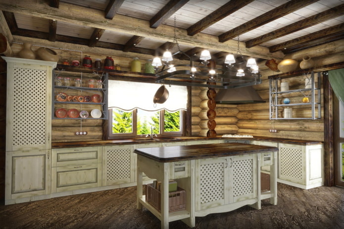 cucina in stile country all'interno della casa