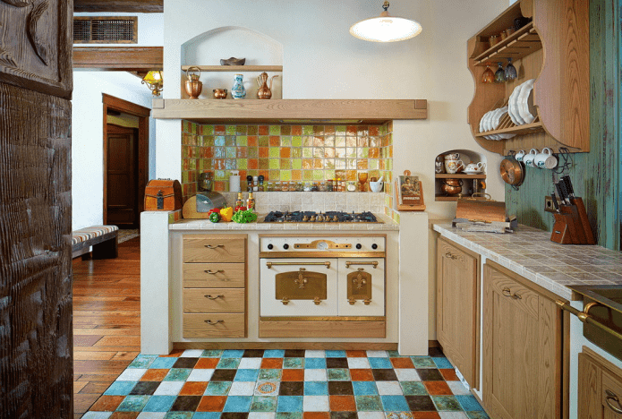 cucina di piccole dimensioni in stile rustico country