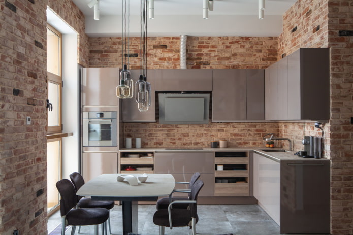 set da cucina angolare marrone