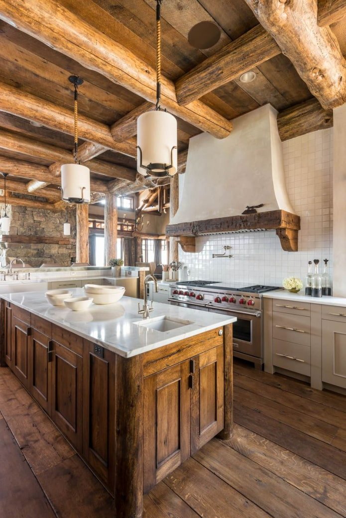 cappa in una cucina rustica