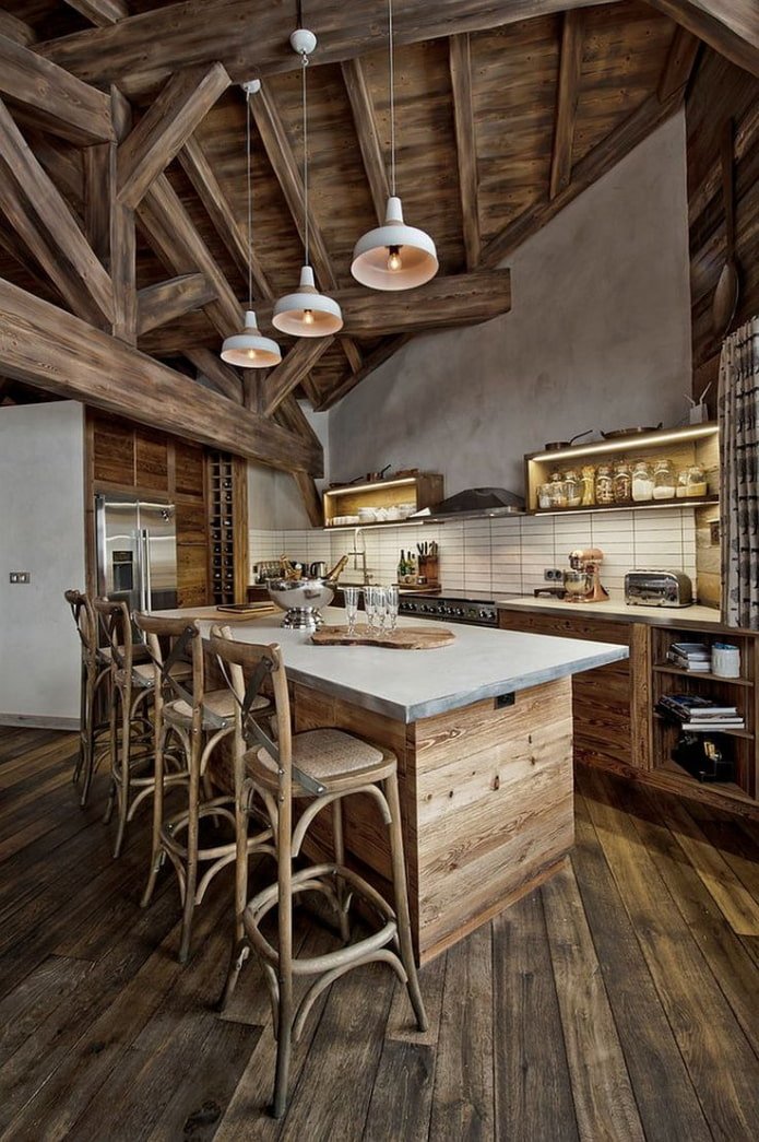 cucina con isola in una casa privata