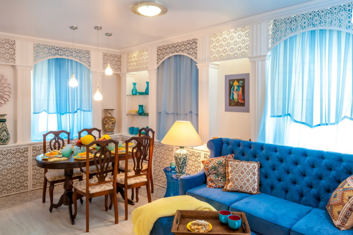 cucina bianca e blu