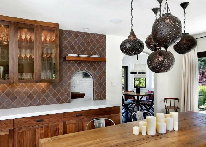 cucina luminosa in stile orientale