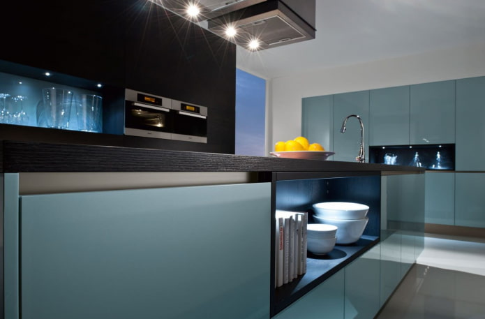 combinazione di wengé con blu