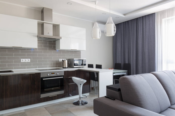 cucina wengé con bianco