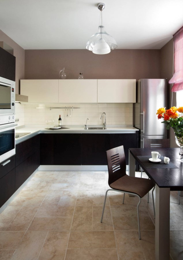 cucina angolare bicolore
