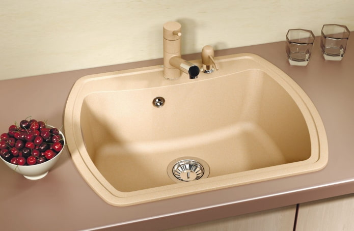 lavandino beige in pietra artificiale per interni