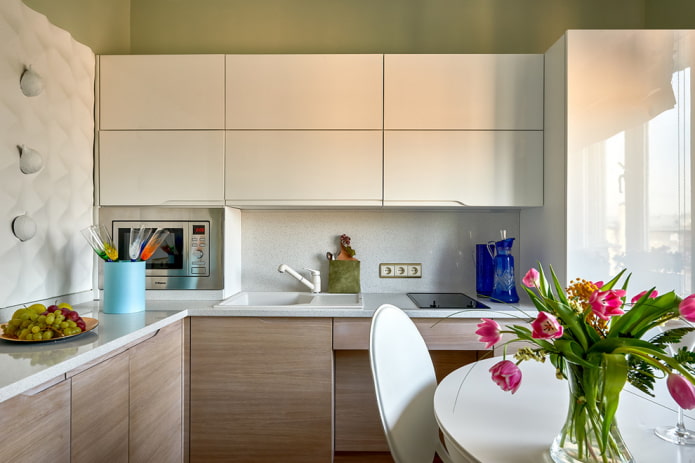 lavello in pietra artificiale nell'interno della cucina