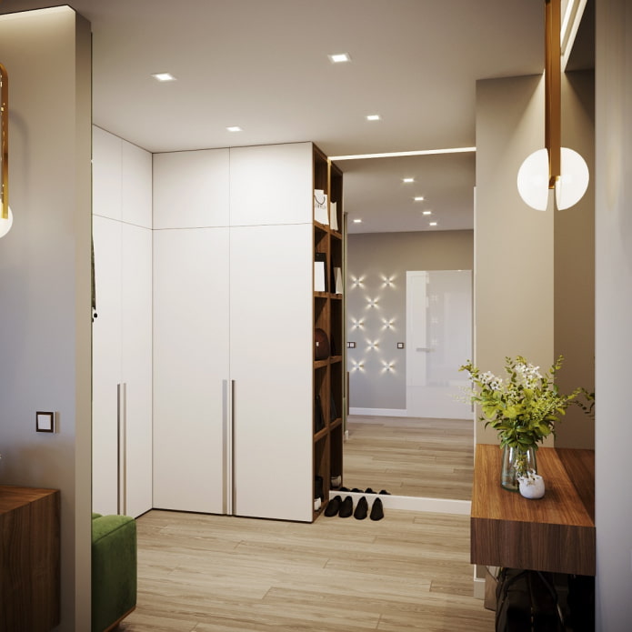 armadietti fino al soffitto nel corridoio