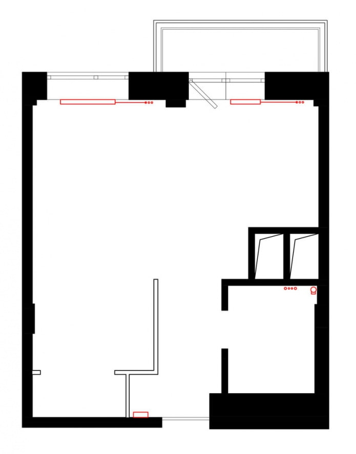 Planimetria di un monolocale di 33 mq