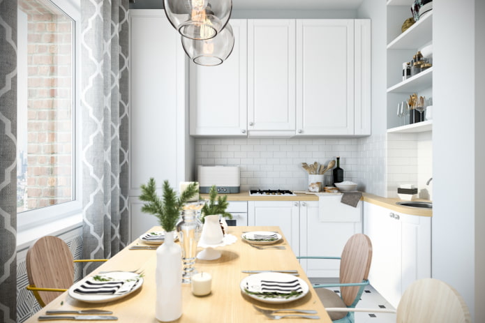 design della cucina all'interno di un appartamento di 70 metri quadrati