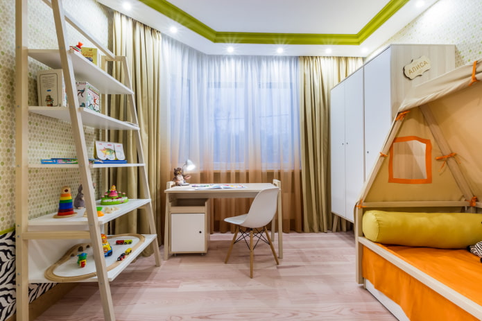 progettazione della cameretta per bambini all'interno di un appartamento di 70 metri quadrati