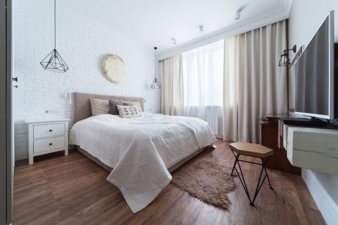 piastrelle in vinile al quarzo effetto legno nella camera da letto