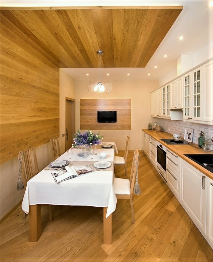 soffitto, pareti e pavimento in laminato