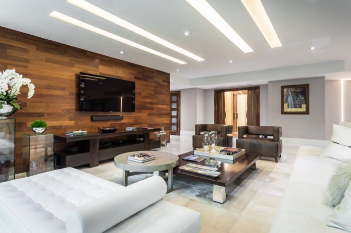 decorazione della parete in legno nel soggiorno