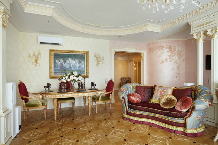 decorazione in stucco sul soffitto in stile classico