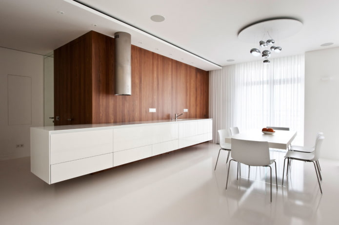 linoleum bianco nell'interno della cucina