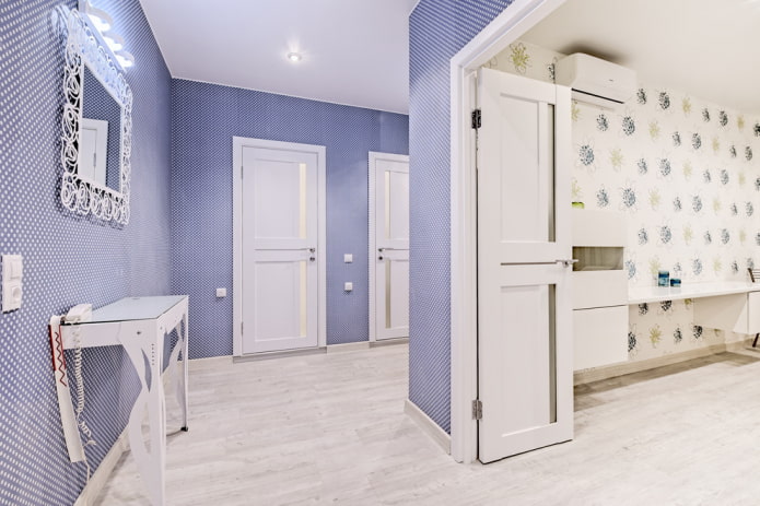 linoleum bianco con laminato finto all'interno