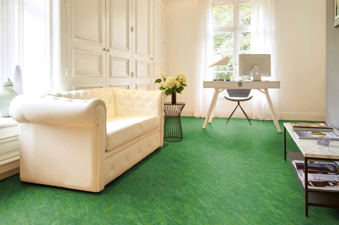 linoleum di tonalità verde all'interno