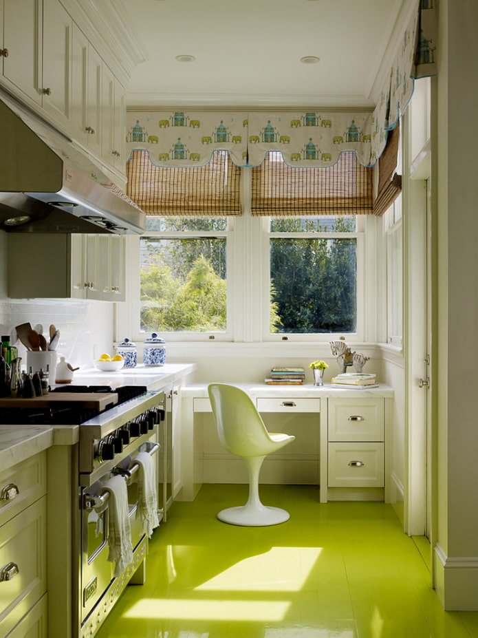 linoleum di tonalità verde all'interno