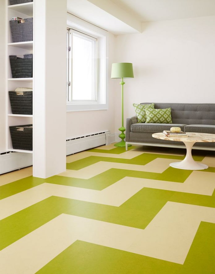 linoleum bicolore negli interni