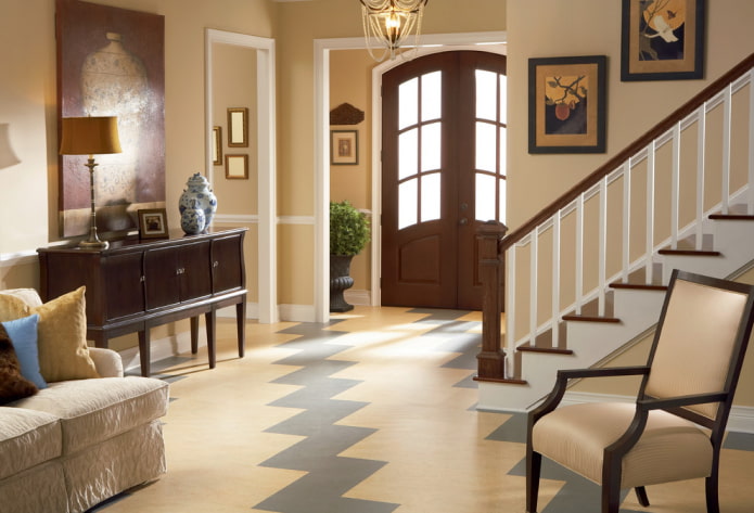 linoleum bicolore negli interni