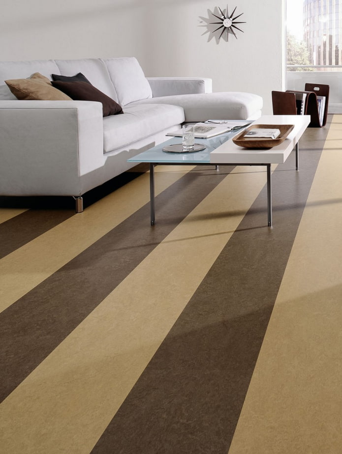 linoleum bicolore negli interni