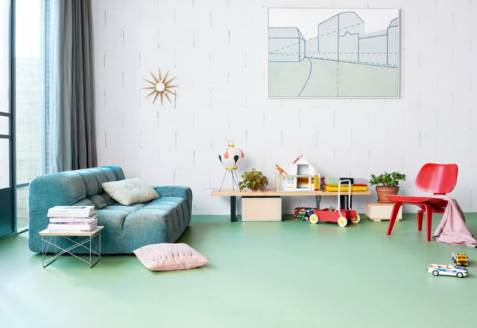 linoleum monocolore negli interni