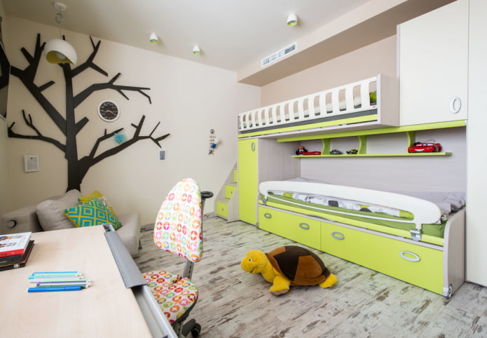 linoleum sul pavimento all'interno della cameretta dei bambini