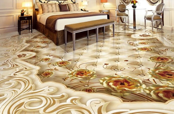 linoleum con fiori all'interno