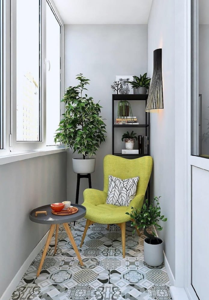 linoleum sul pavimento all'interno della loggia