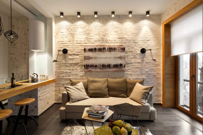 bancone bar con forno e piano cottura integrati con cappa