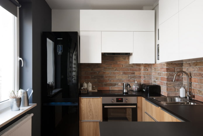 progettazione della cucina in una Khrushchevka in stile loft