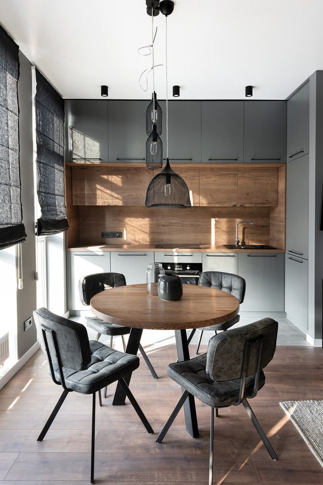 lampadario nell'interno della cucina in stile moderno