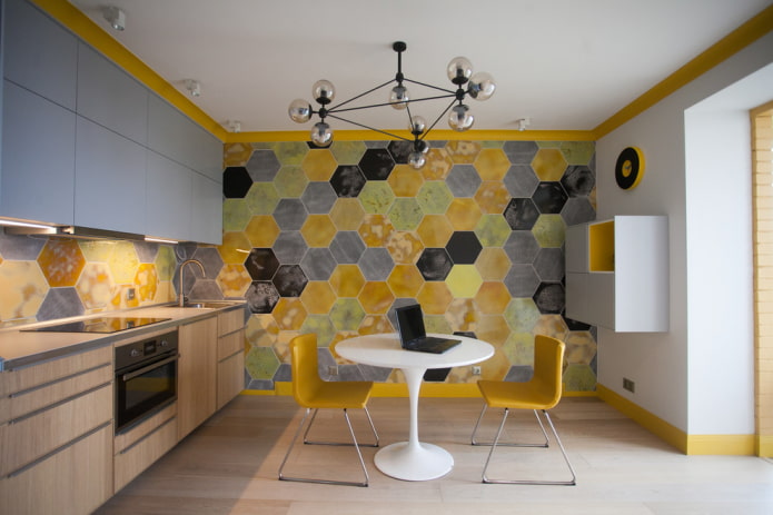 lampadario nell'interno della cucina in stile moderno