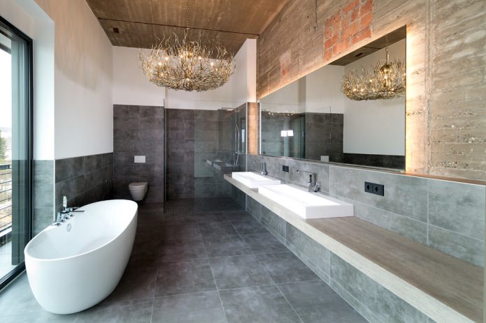 lampadario originale in bagno