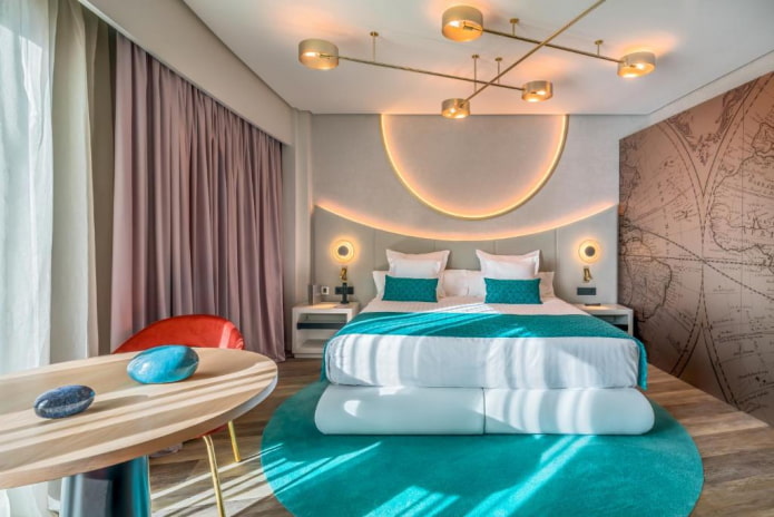 lampadario a soffitto in camera da letto in stile moderno