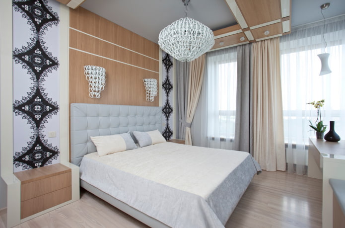 lampadario sul soffitto nell'interno della camera da letto